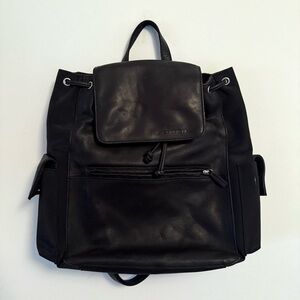 Fossil Black Leather/Nylon Shoulder Bag Backpack